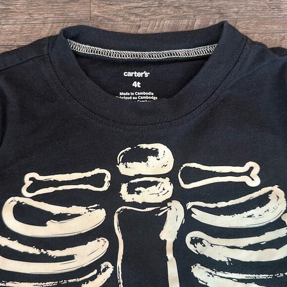 Carter’s/The Children’s Place 4T BUNDLE (2) Halloween Skeleton Long Sleeve Tees - Picture 3 of 11